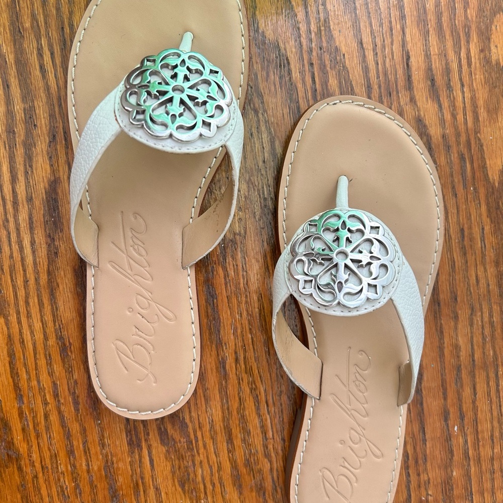 Brighton Women's Tan Sandals with Silver Accent